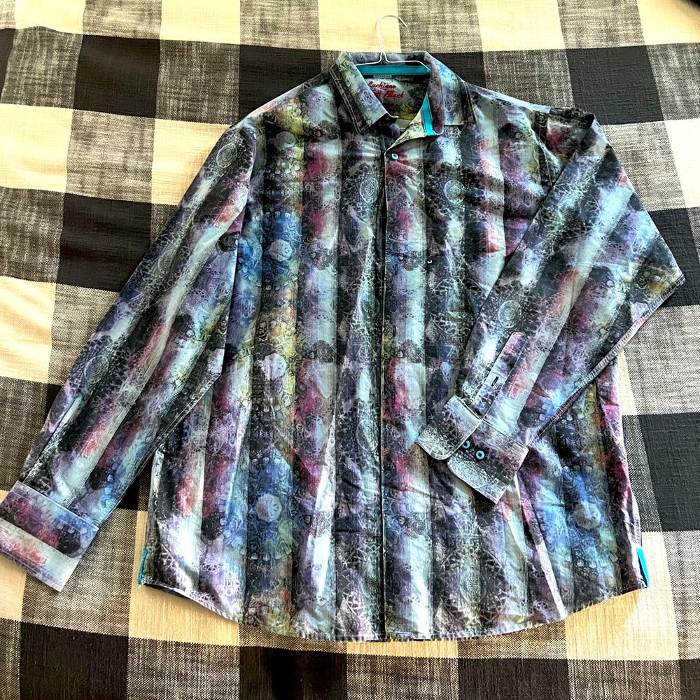 Luchiano Visconti black patterned dress shirt
